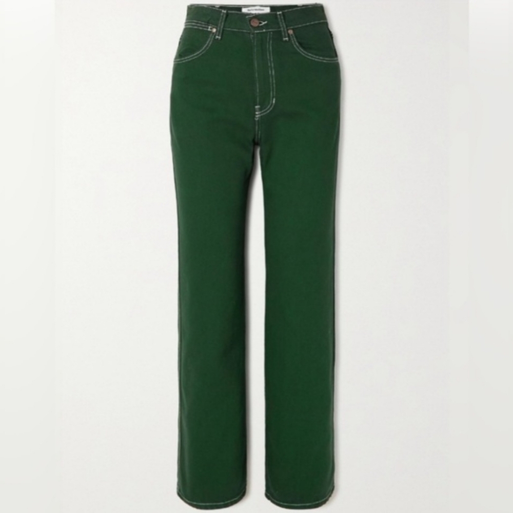 Reformation Cowboy High Rise Straight Jeans Emerald Green Size 26